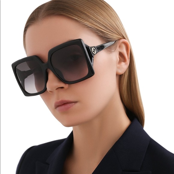 NEW GUCCI GG0876S 001 SQUARE BLACK SUNGLASSES GUCCI